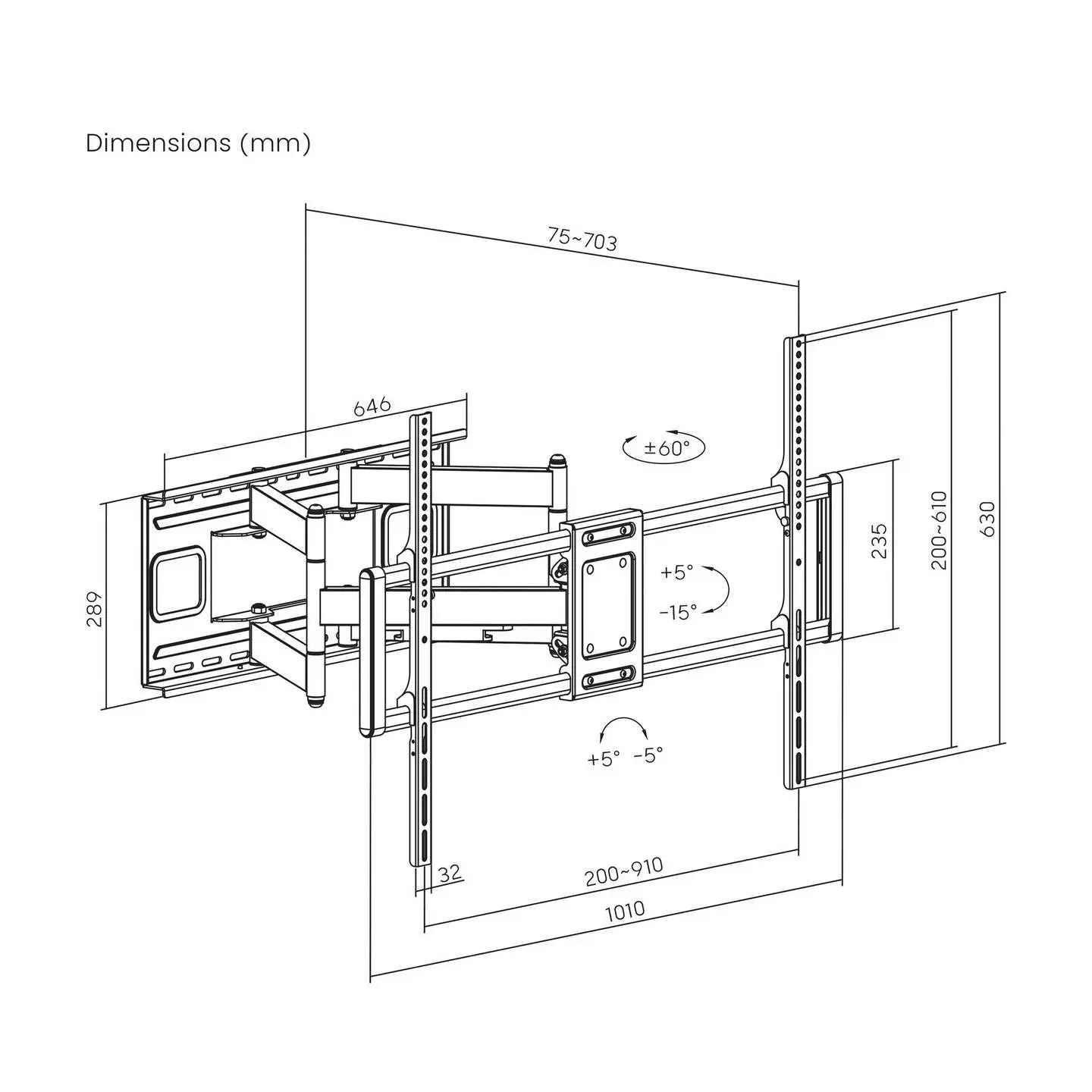 B-Ware Spea Ka Professional Tv Wandhalterung Schwarz Neigbar Schwenkbar 60   120 Zoll - 4064161497037