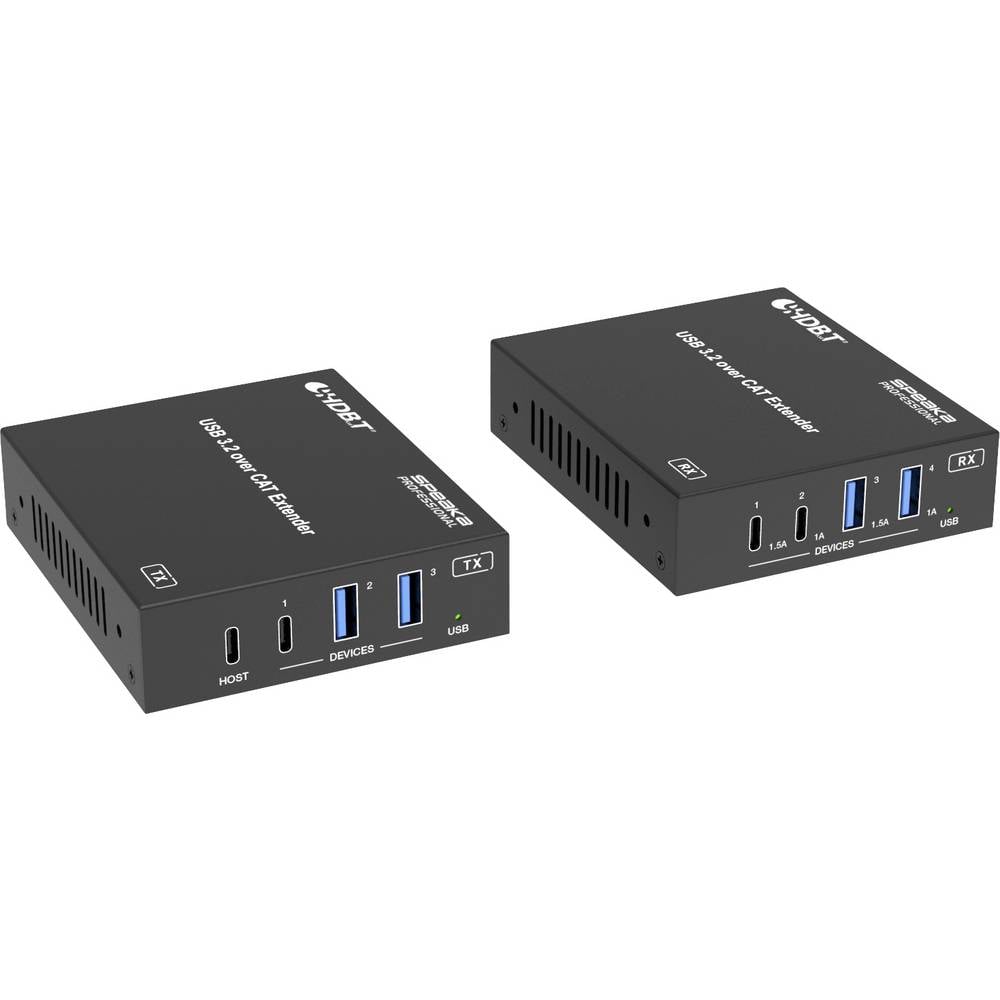 SPEAKA PROFESSIONAL KVM Extender Verlängerung USB Extender Hub USB C Schwarz - 4064161408026