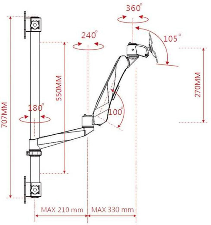 Spea Ka Professional Super Flex Monitorhalter Höhenverstellbar Wandmontage B-Ware - 4016138867671
