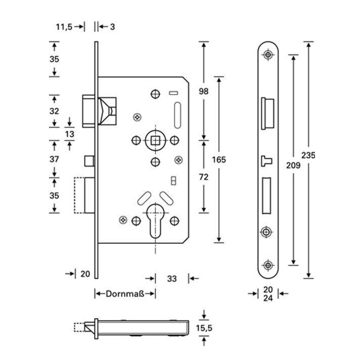 B-Ware Ssf Panik Einsteckschloss Schloss Panikfunktion Edelstahl 65mm 72mm Din Rechts - 4012432501433