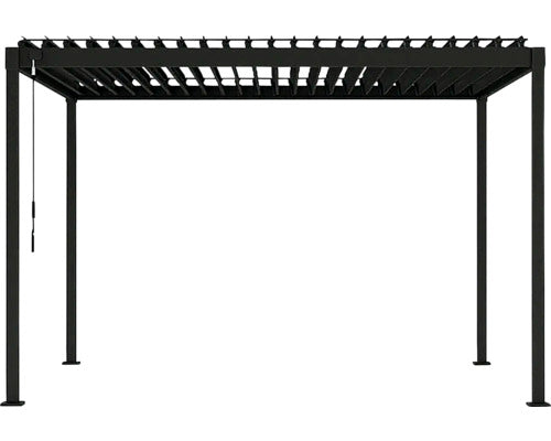 Mirador Pergola Gartenpavillon Lamellendach Rinne Metall Anthrazit 300 x 400 cm - 4306516663026