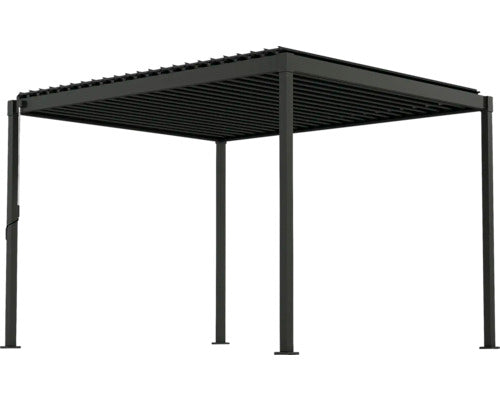 Mirador Pergola Gartenpavillon Lamellendach Rinne Metall Anthrazit 300 x 400 cm - 4306516663026