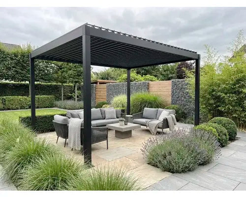 B-Ware Mirador Pergola Gartenpavillon Lamellendach Rinne Metall Anthrazit 300 X 400756 - 4306516663026