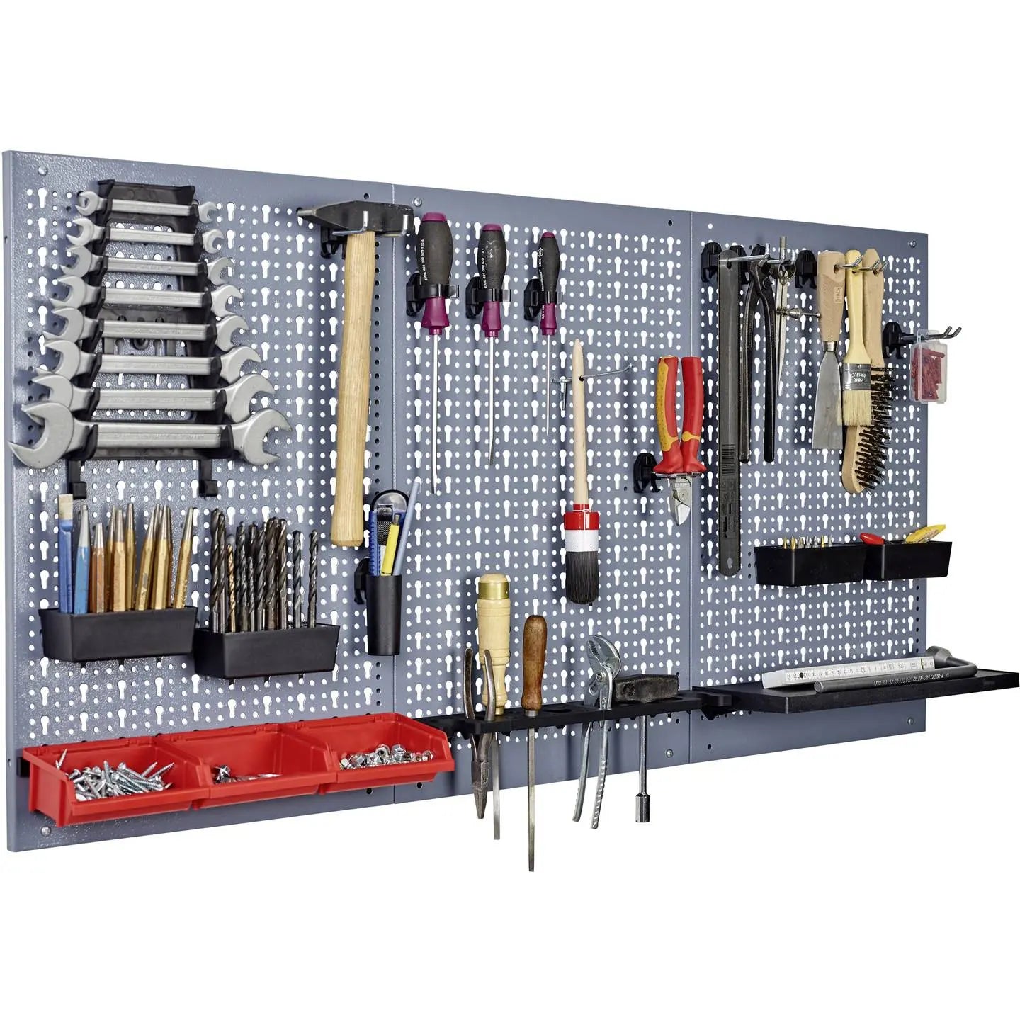B-Ware Küpper Stahlblech Werkzeug Lochwand 3 Teilig Inkl 12 Standardhaken 120x60cm - 4005568701006