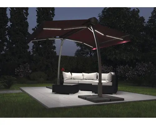 B-Ware Standmarkise Biella Markise Sonnenschutz 3,95x3 Stoff Bordeaux Led Motor Remote - 2007006391970