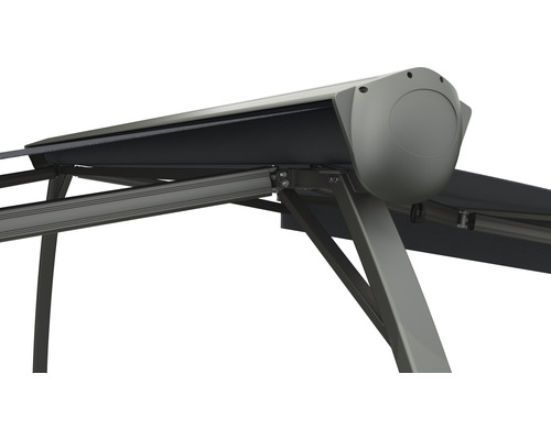 B-Ware Standmarkise Biella Markise Sonnenschutz Sichtschutz Regenschutz Led Motor Grau