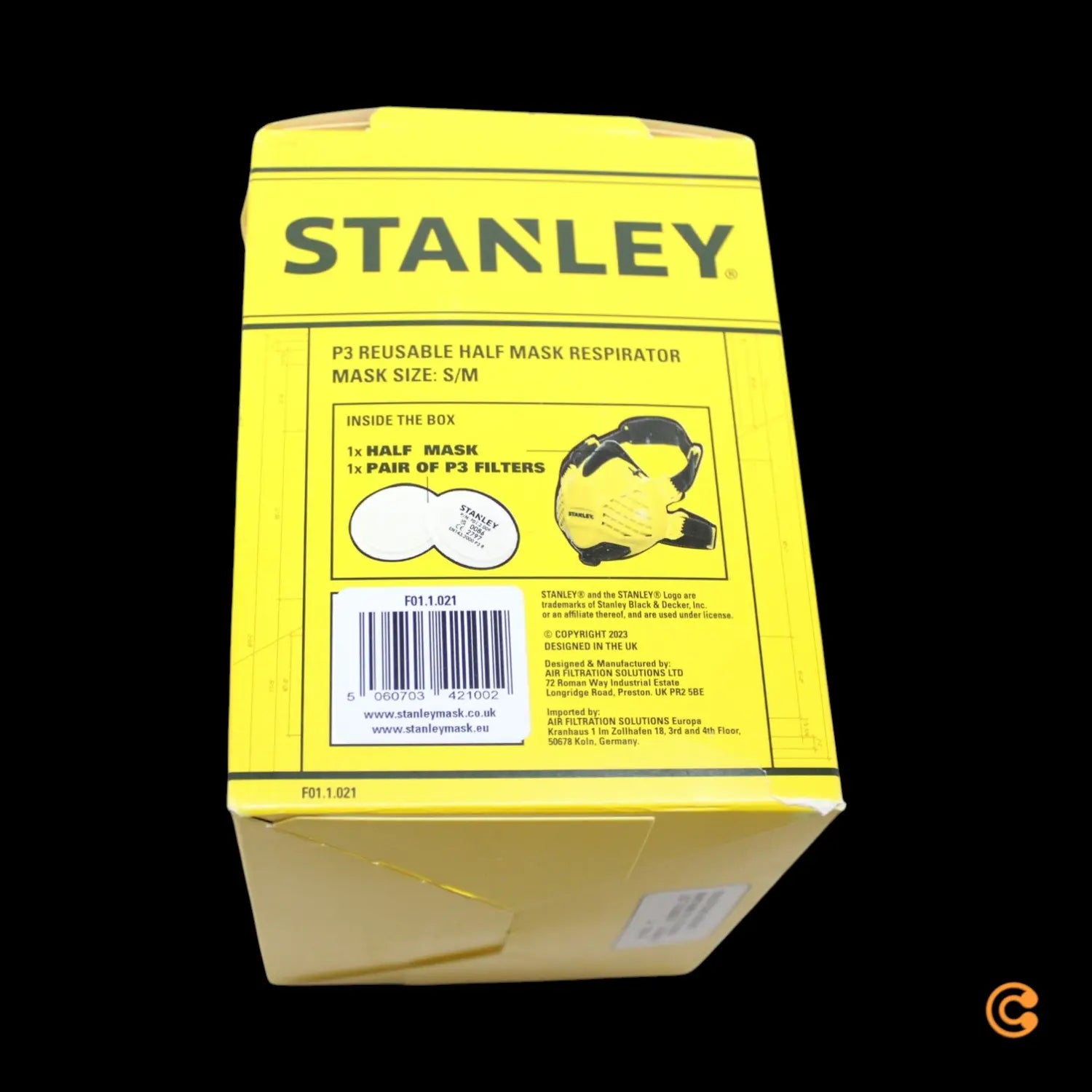 B-Ware Stanley Halbmaske Atemschutzmaske P3 Maske Filter S M Gelb Für Brillenträger - 5060703421002