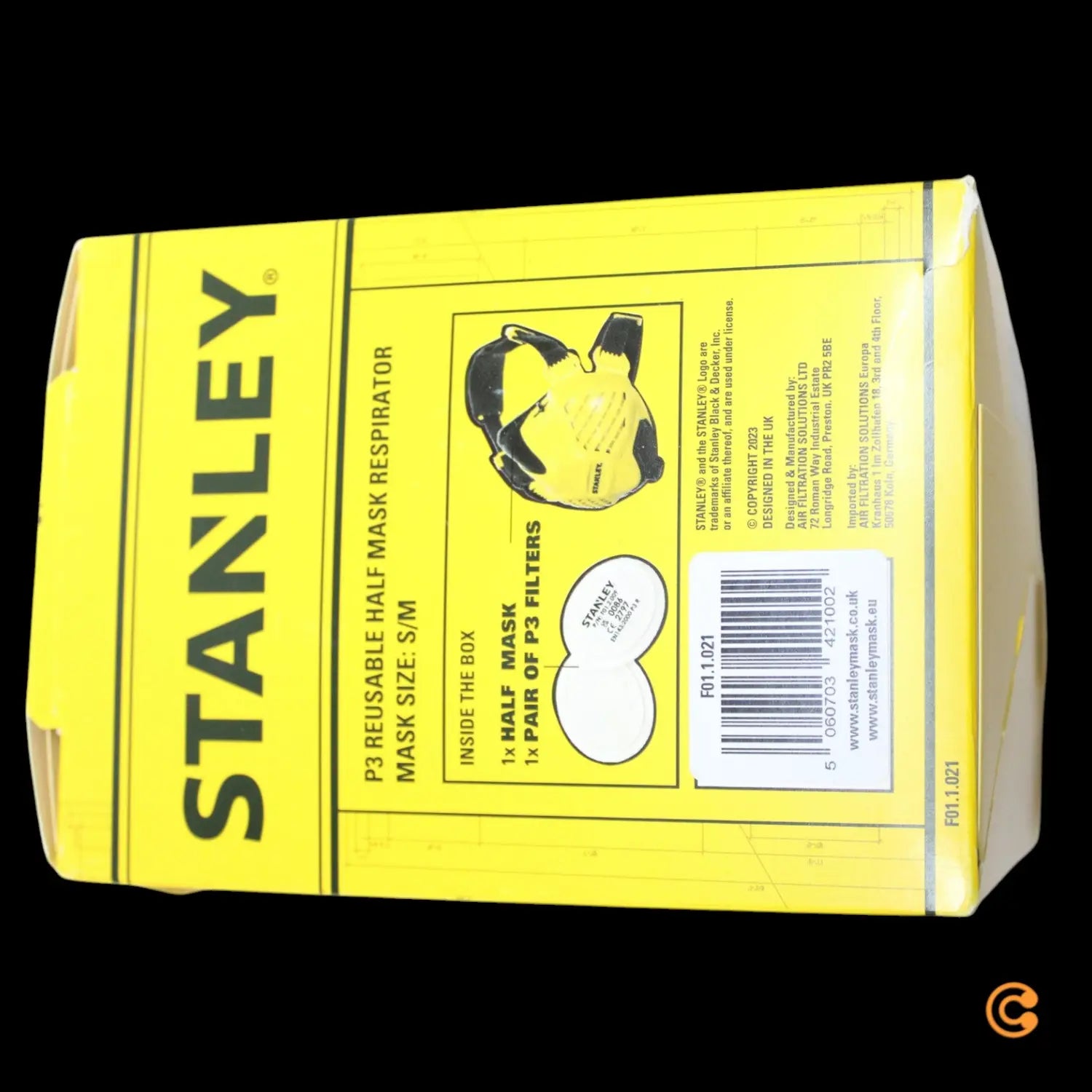 B-Ware Stanley Halbmaske Atemschutzmaske P3 Maske Filter S M Gelb Für Brillenträger - 5060703421002