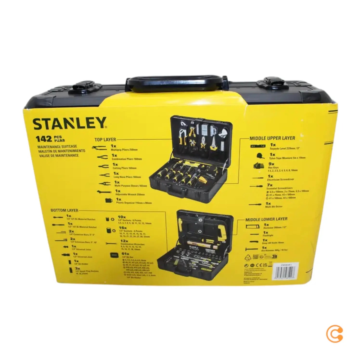 B-Ware Stanley Werkzeugset Set Werkzeugkoffer 142 Teilig Zangen Schraubendreher Schwarz