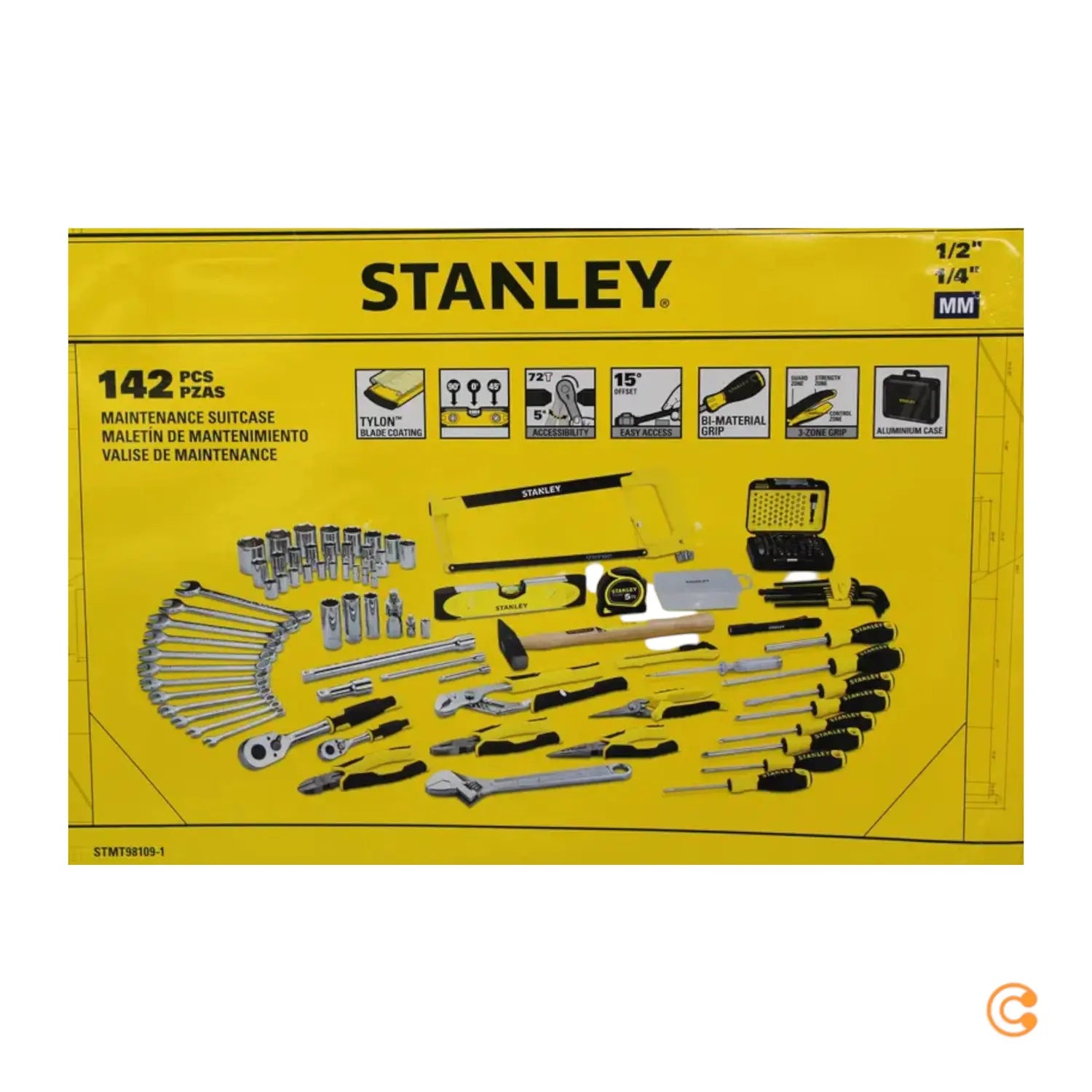 B-Ware Stanley Werkzeugset Set Werkzeugkoffer 142 Teilig Zangen Schraubendreher Schwarz