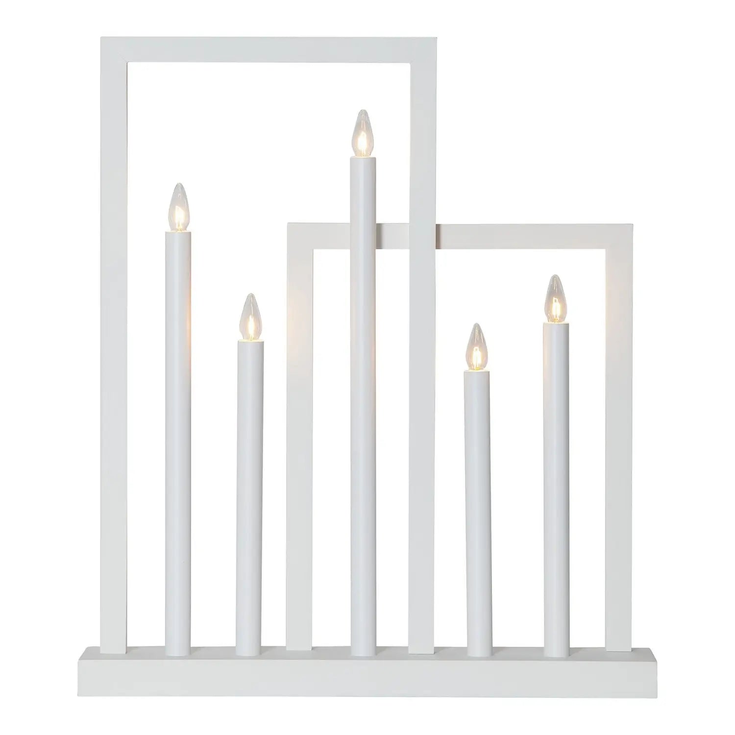 B-Ware Star Trading Fensterleuchter Leuchter Kerzenhalter Holz Weiß Frame 5 Flammig - 7391482042545
