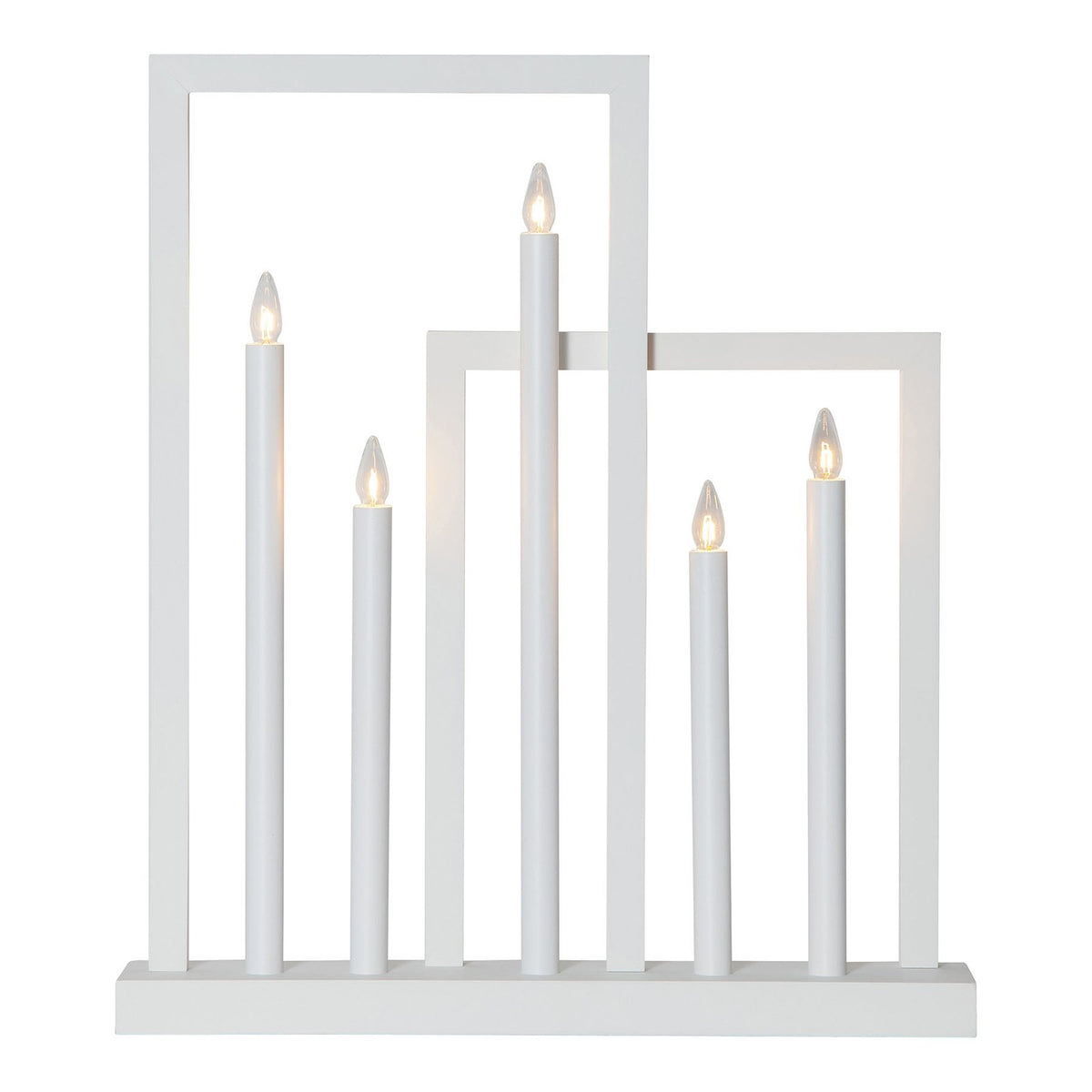 STAR TRADING Fensterleuchter Leuchter Kerzenhalter Holz weiß Frame 5-flammig - 7391482042545