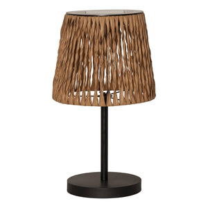 B-Ware STAR TRADING Tischlampe Laterne LED Solar Cesta braun schwarz Metall Kunststoff