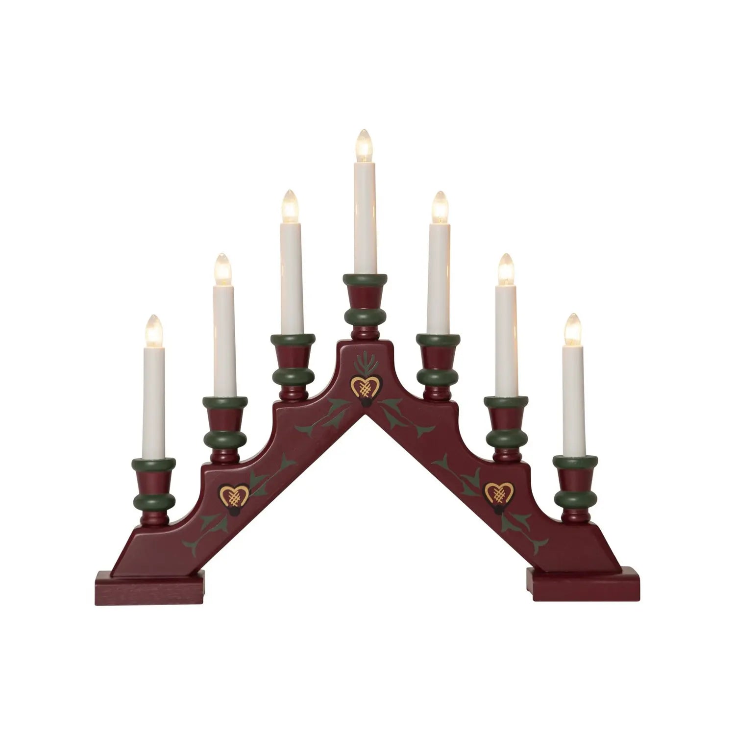 B-Ware Star Trading Lichterbogen Leuchter Sara Rot Holz 43 Cm 7 Flammig E10 Fensterdeko - 7391482077530