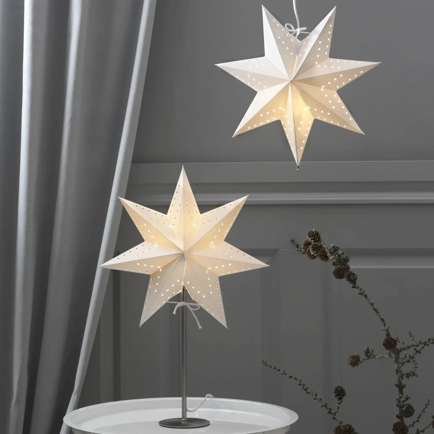 B-Ware Star Trading Tischleuchte Bobo Papierstern Weiß Weihnachtsdeko E14 Led 51 Cm - 7391482071934