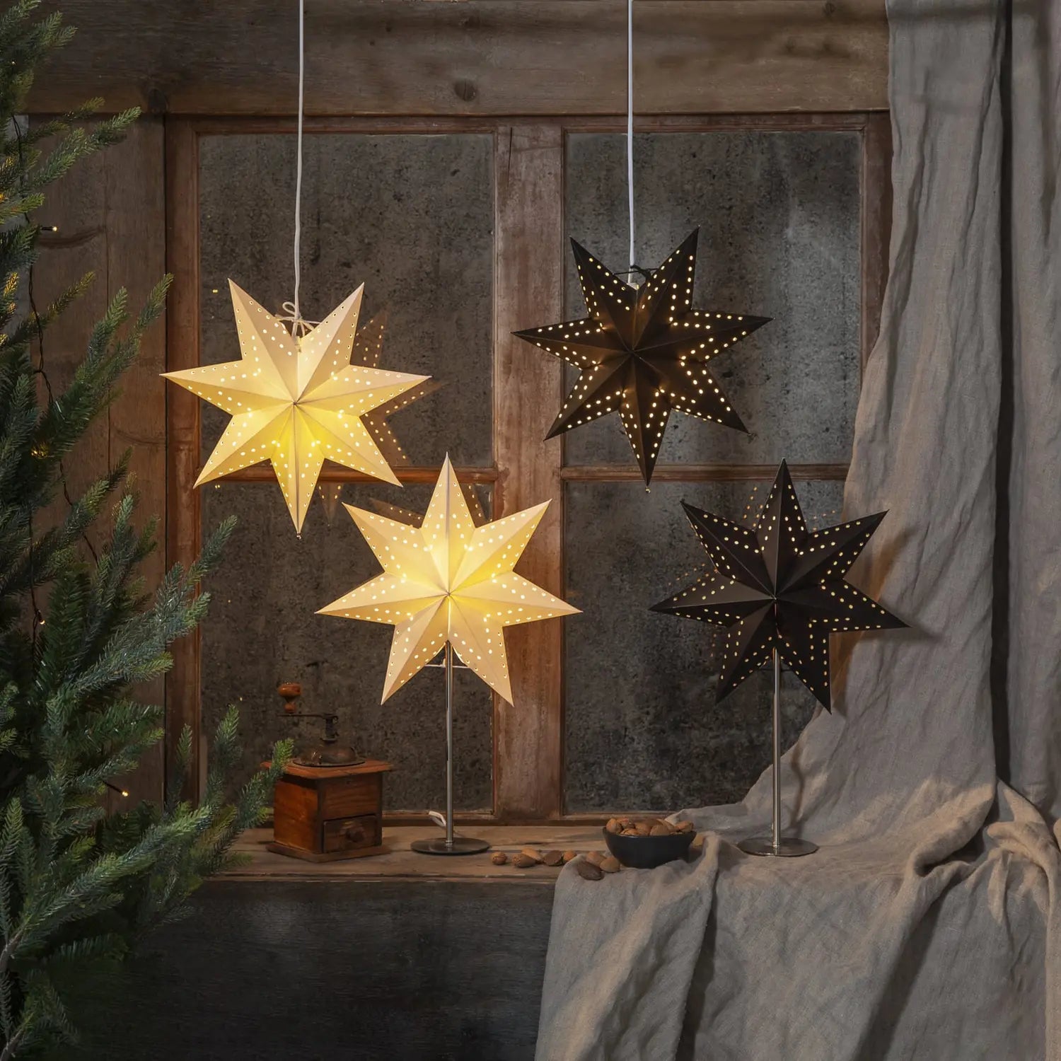 B-Ware Star Trading Tischleuchte Bobo Papierstern Weiß Weihnachtsdeko E14 Led 51 Cm - 7391482071934