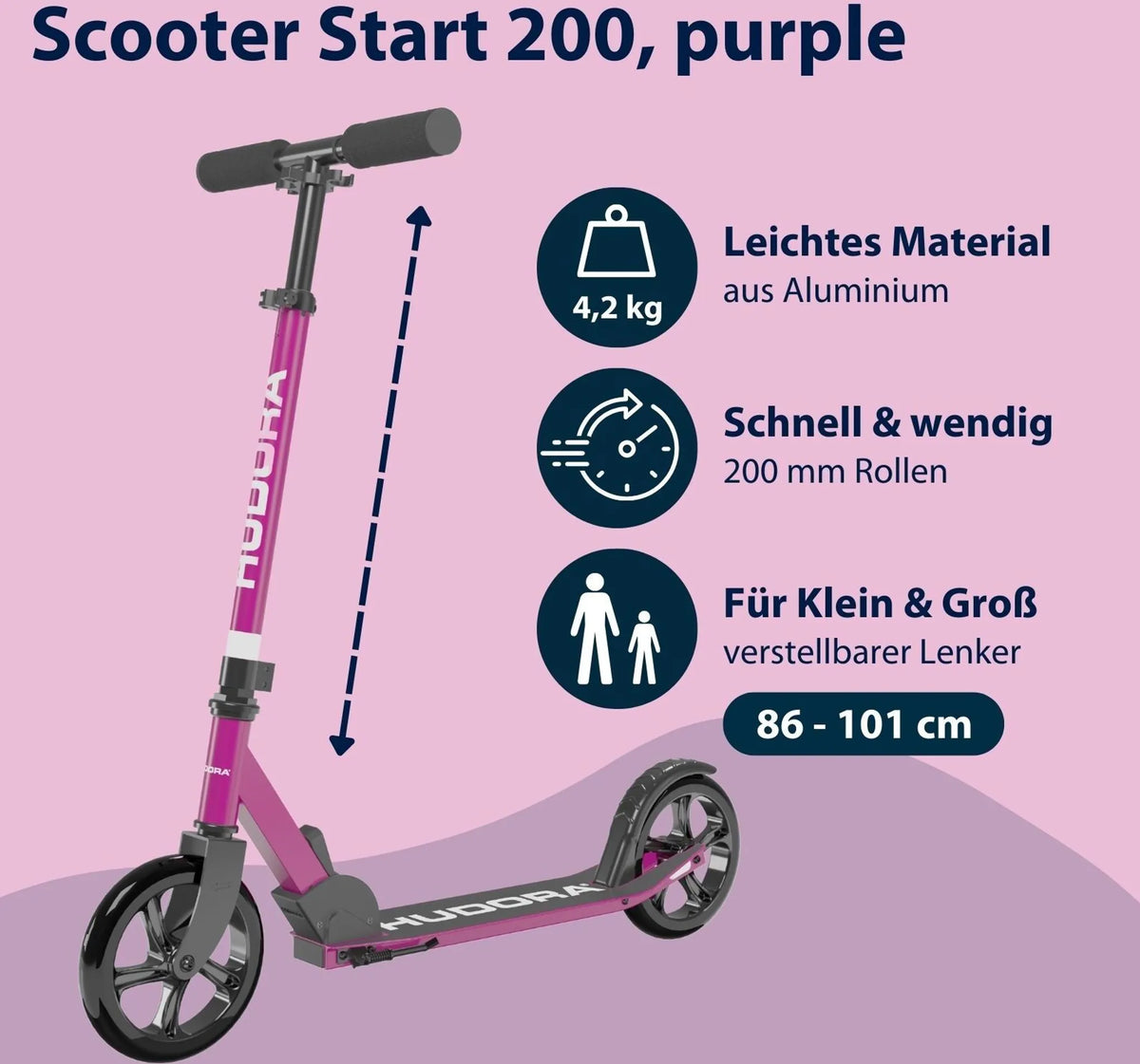 HUDORA Scooter Start 200 rot Kinderroller Kickroller City-Roller Klapproller263 - 4005998144862
