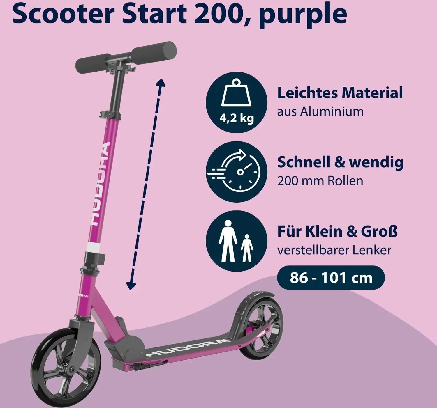 B-Ware Hudora Scooter Start 200 Rot Kinderroller Kickroller City Roller Klapproller