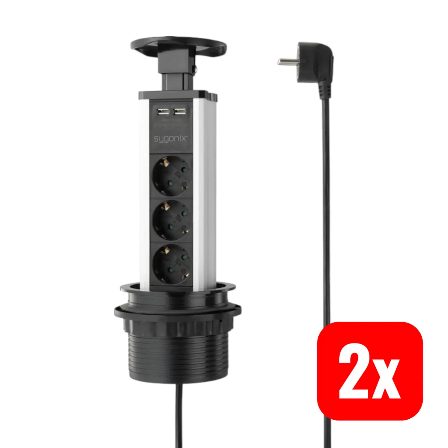 B-Ware Sygonix Sy 4737794 Steckdosenturm Mehrfachsteckdose Schwarz Schu Ko 2 Stück - 4064161177076