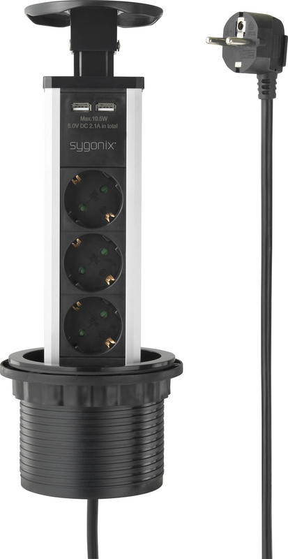 B-Ware Sygonix Sy 4737794 Steckdosenturm Mehrfachsteckdose Schwarz Schuko 2 Stück - 4064161177076