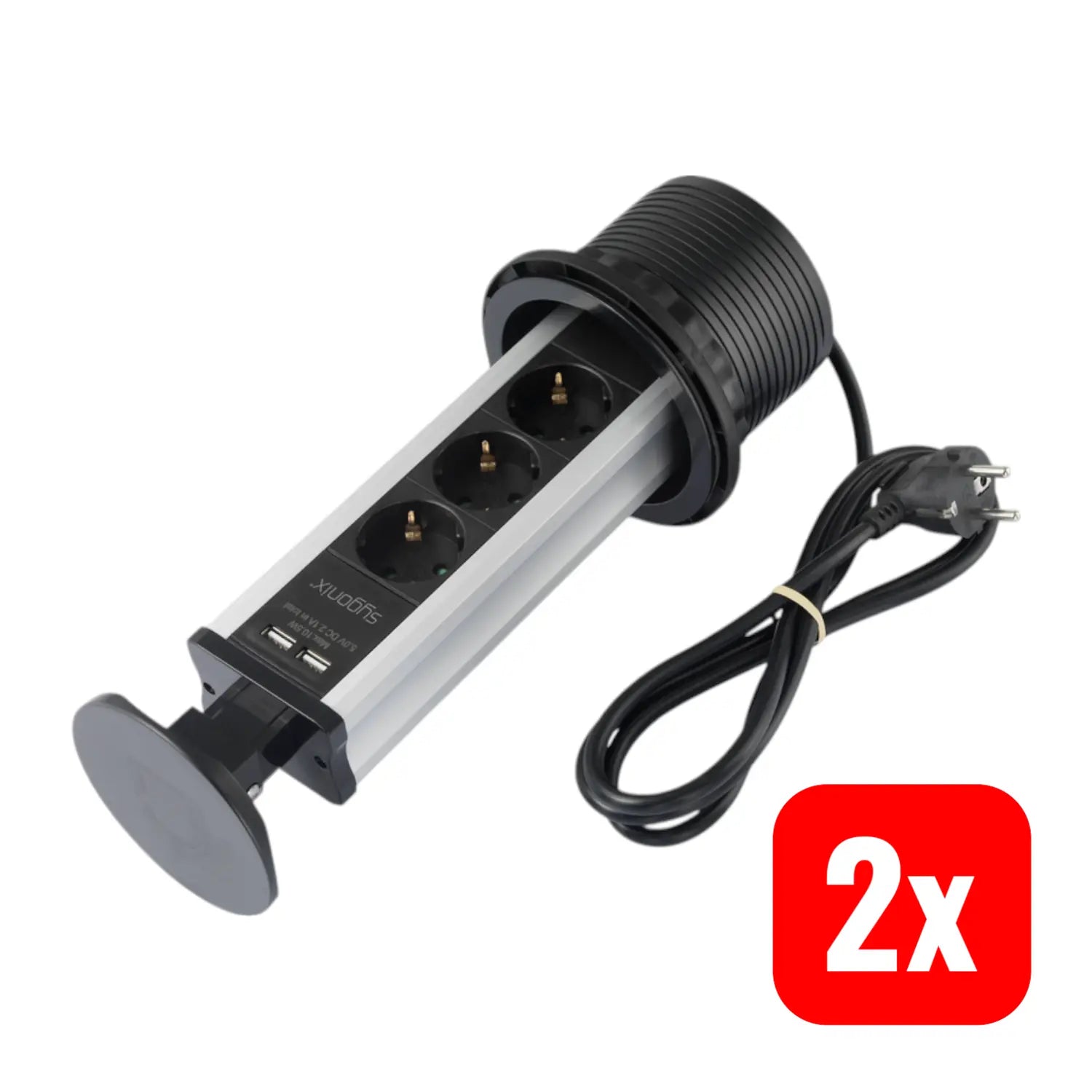 B-Ware Sygonix Sy 4737794 Steckdosenturm Mehrfachsteckdose Schwarz Schuko 2 Stück - 4064161177076