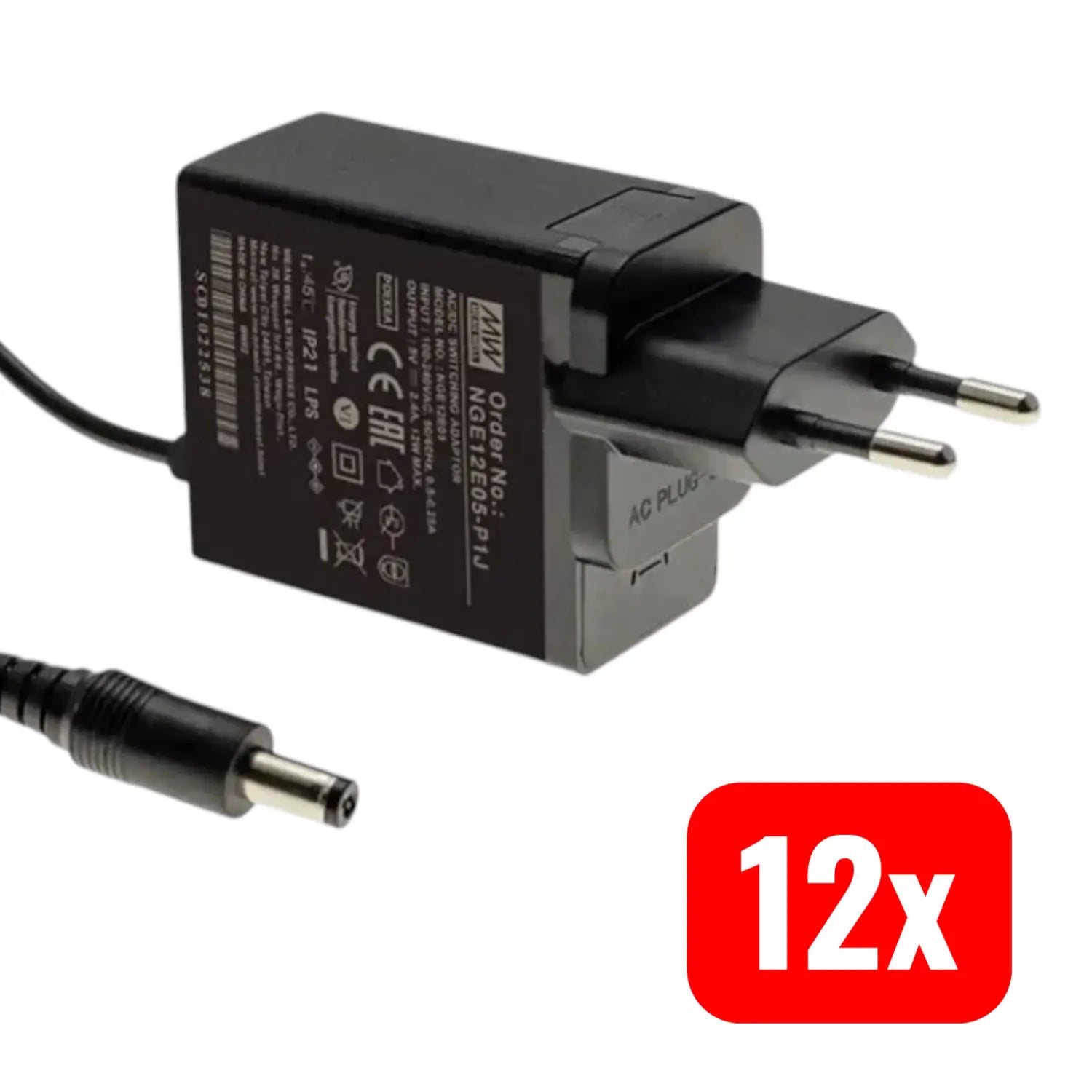 B-Ware Mean Well Steckernetzteil Netzteil Nge12 E18 Festspannung 18 V/Dc 15 W 12 Stück - 4021087100281