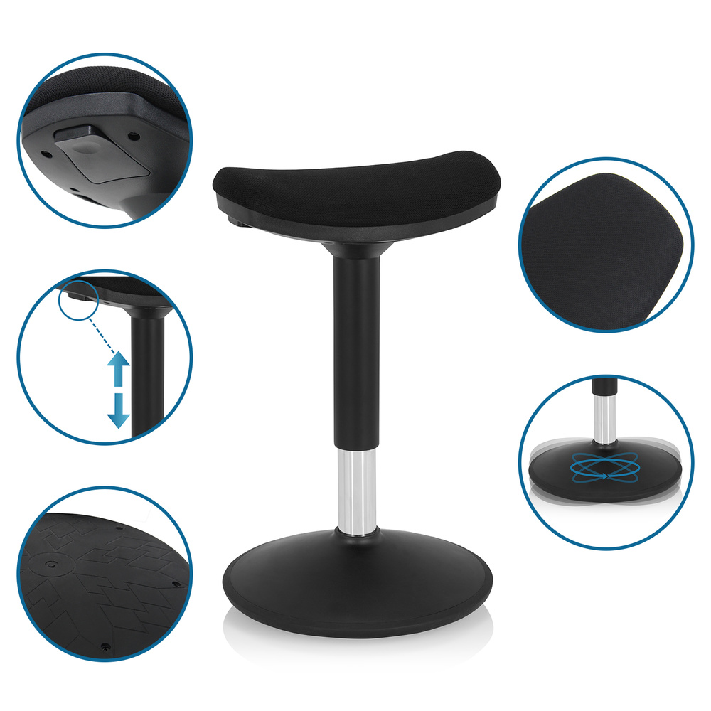 Hjh Office Stehhocker Stehhilfe Hocker Balance Sit I B Stoff Schwarz B-Ware - 4064323014850