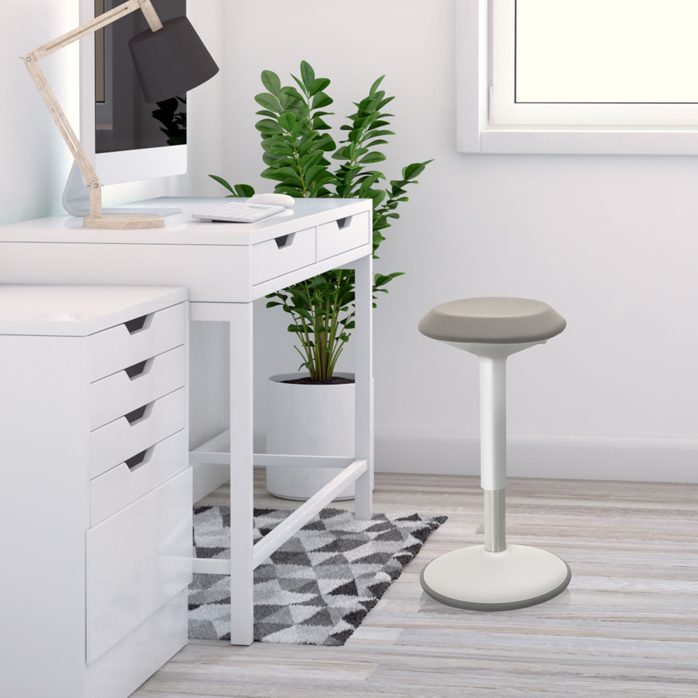 Hjh Office Stehhocker Stehhilfe Balance Sit Iii W Hocker Stoff Weiß Grau B-Ware - 4064323014874