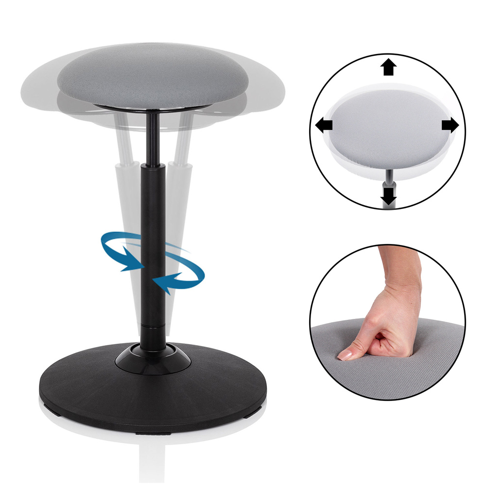 Hjh Office Stehhocker Stehhilfe Balance Sit Hocker Stoff Grau Höhenverstellbar B-Ware - 4251084676582