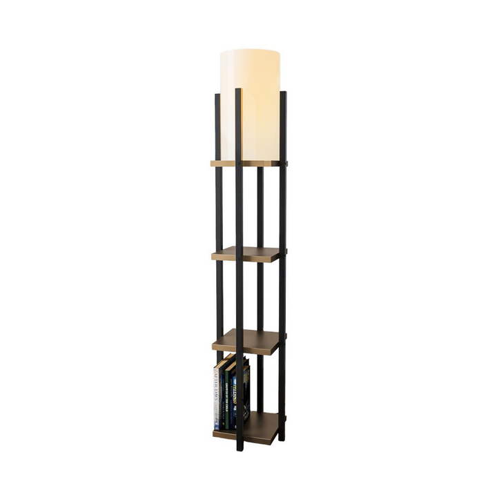 Stehlampe Lampe Standlampe Schwarz Gold Weiß Metall Canvas Höhe 130 Cm Leselampe B-Ware