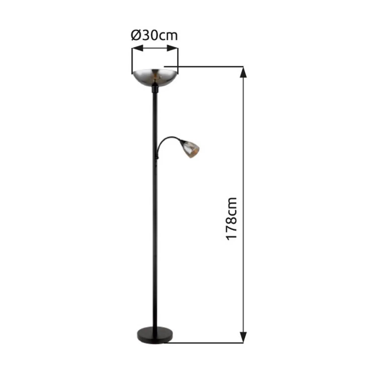 B-Ware Globo Stehlampe Stehleuchte Blade Schwarz Leselampe Fluter Schalter E27 Led - 9007371451951