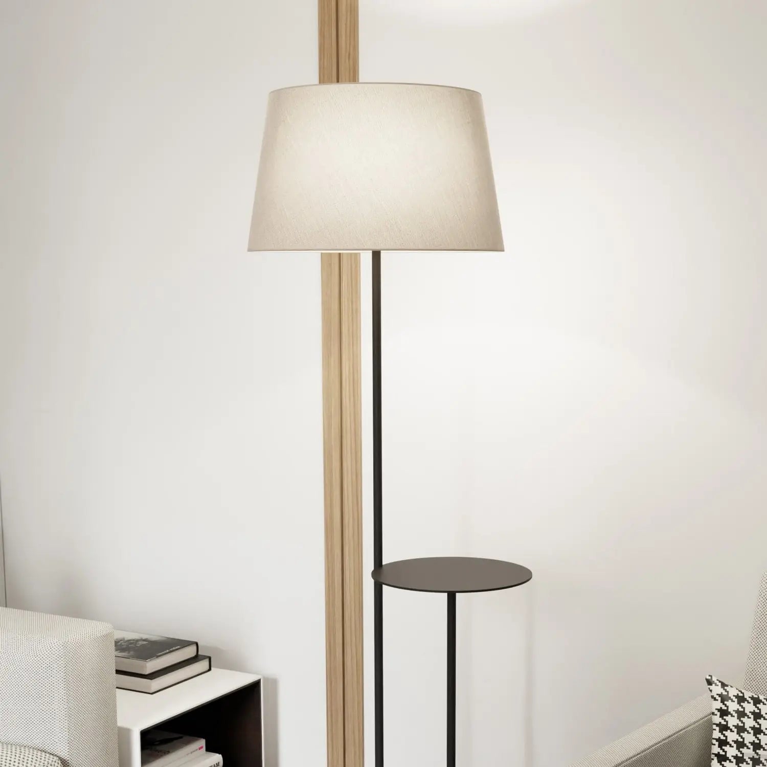 B-Ware Hotel Stehlampe Stehleuchte Schwarz Beige Stoff Metall 150 Cm - 5907106010986