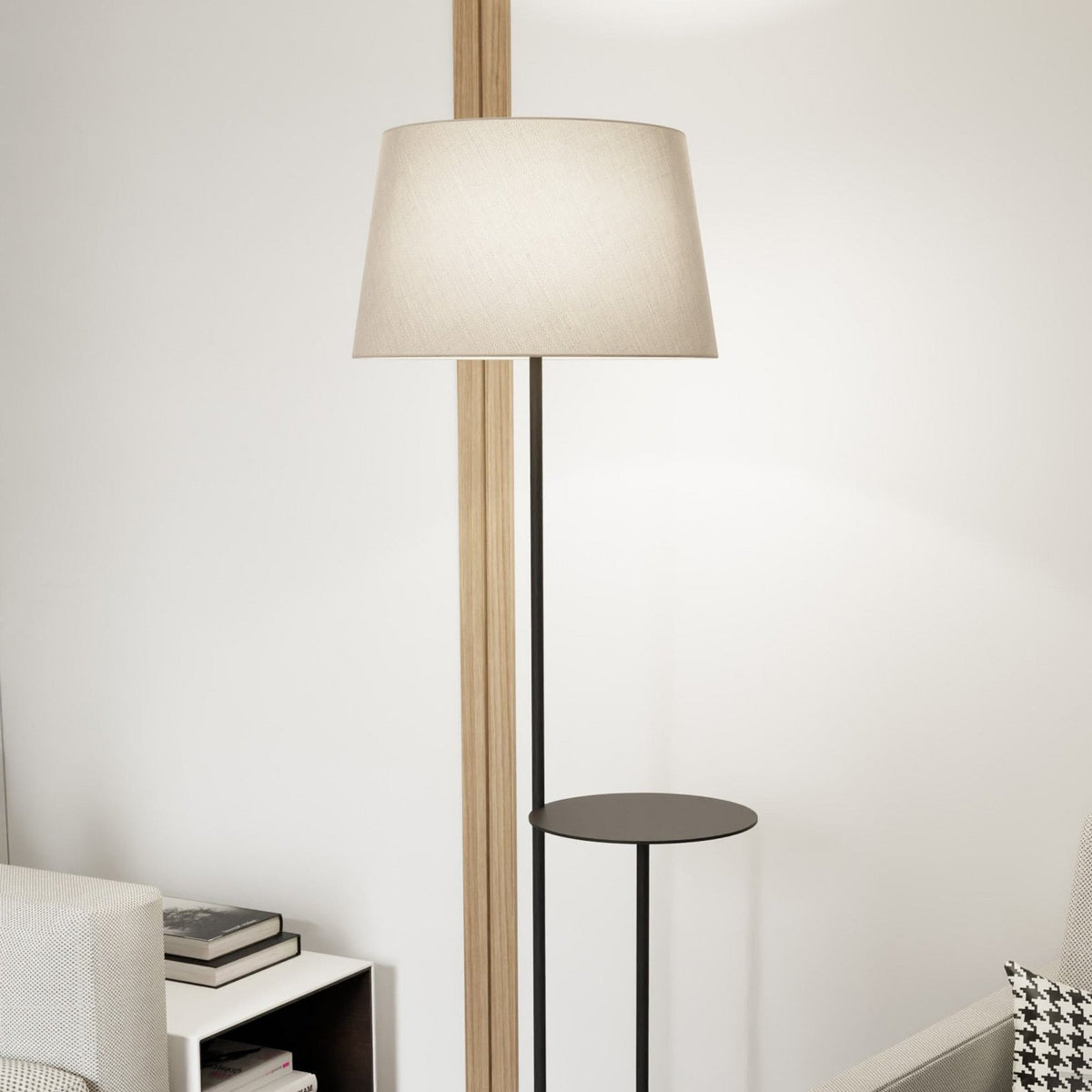 Hotel Stehlampe Stehleuchte schwarz beige Stoff Metall 150 cm - 5907106010986
