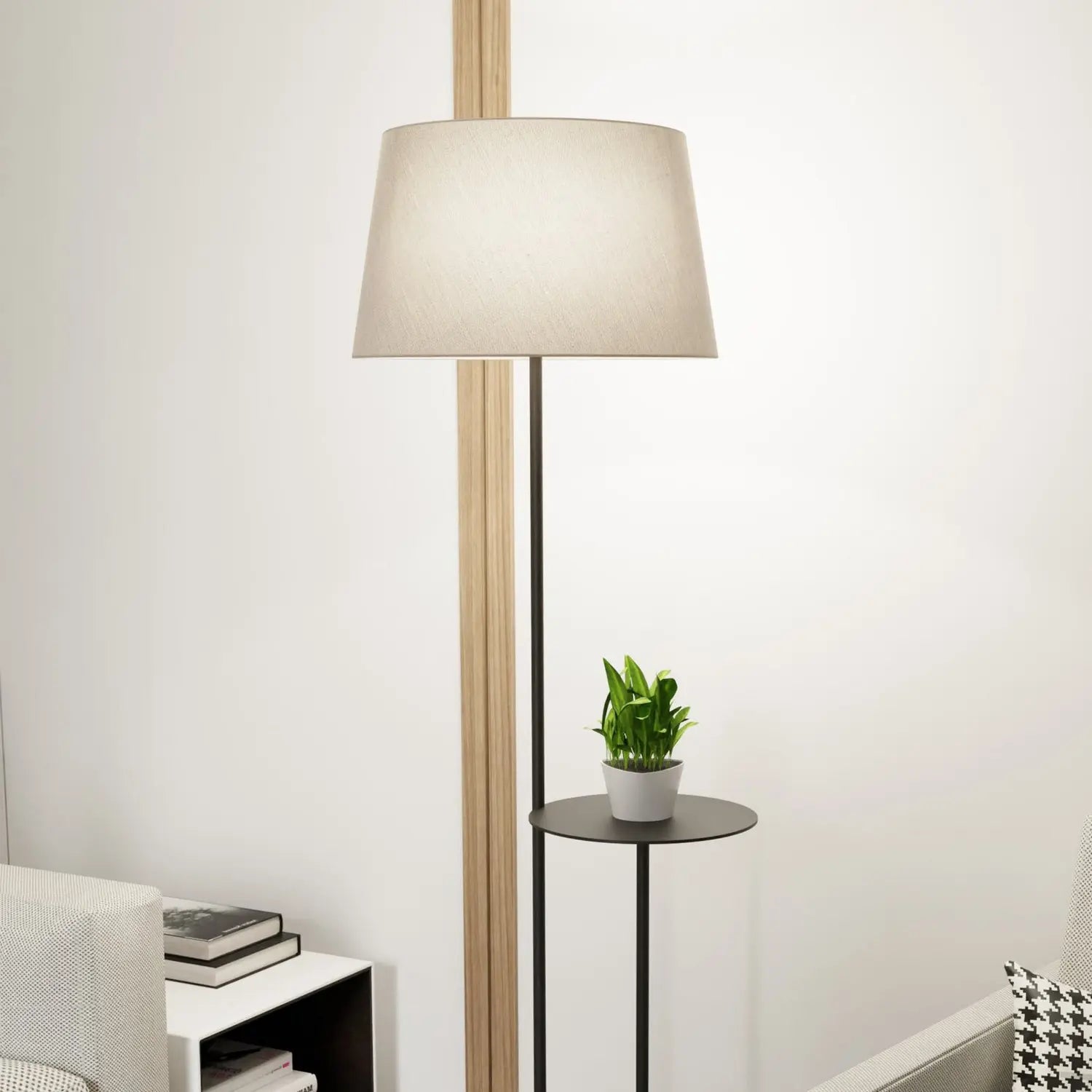 B-Ware Hotel Stehlampe Stehleuchte Schwarz Beige Stoff Metall 150 Cm - 5907106010986
