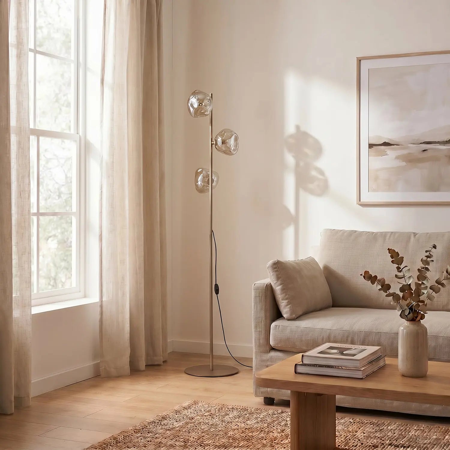 B-Ware Stehlampe Stehleuchte Lava Glas Sand Cognac G9 Wohnzimmer Beleuchtung - 5906135161539