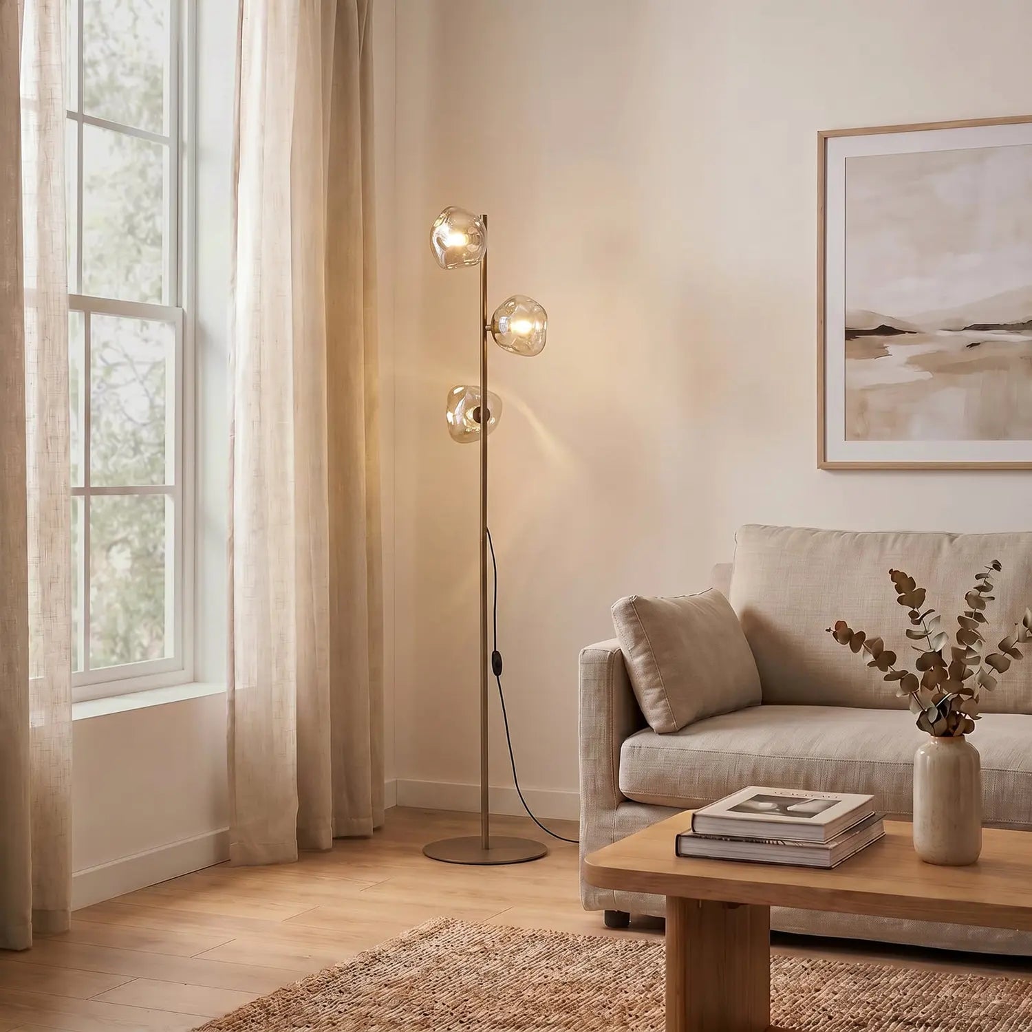 B-Ware Stehlampe Stehleuchte Lava Glas Sand Cognac G9 Wohnzimmer Beleuchtung - 5906135161539