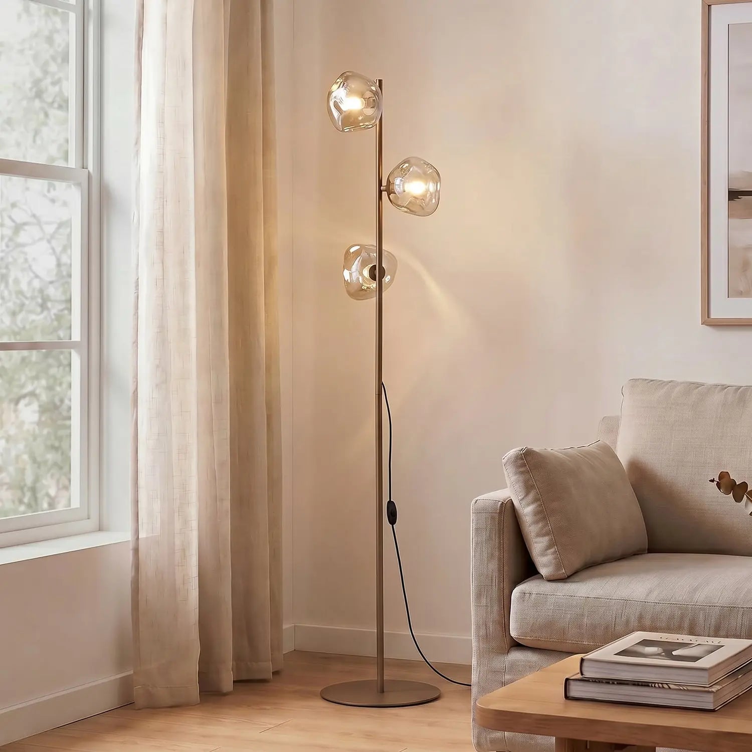 B-Ware Stehlampe Stehleuchte Lava Glas Sand Cognac G9 Wohnzimmer Beleuchtung - 5906135161539