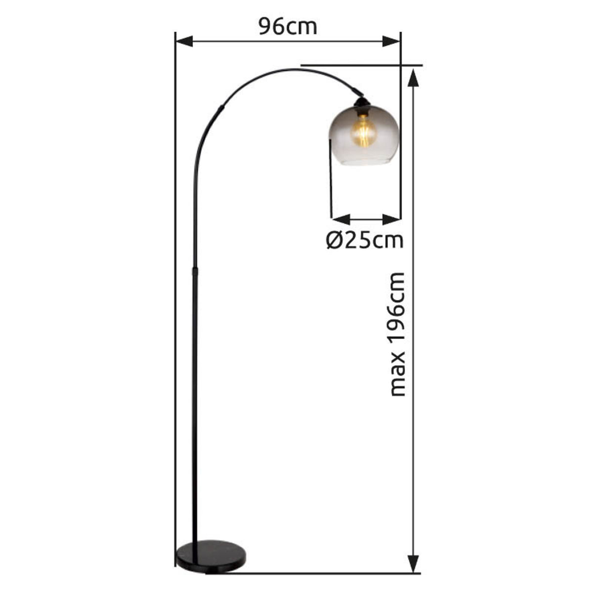 Globo Stehlampe Standlampe Newcastle Stehleuchte 196 cm schwarz matt rauchgrau - 9007371454228