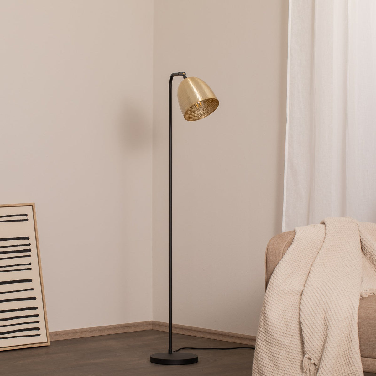 Stehlampe Tattoo 4091 Leuchte Lampe gold antik schwarz Metall Höhe 120 cm - 8682870815896