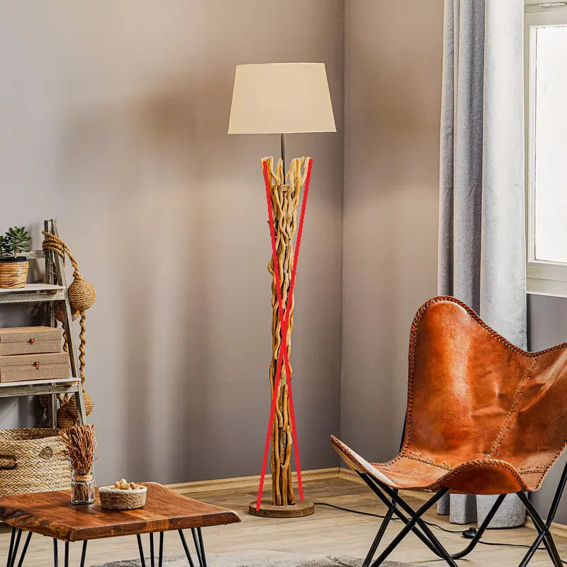 C-Ware Euluna Stehleuchte Agar Stehlampe Lampe Leuchte E27 Stoff Holz Siehe Text/F210 - 8030626533189