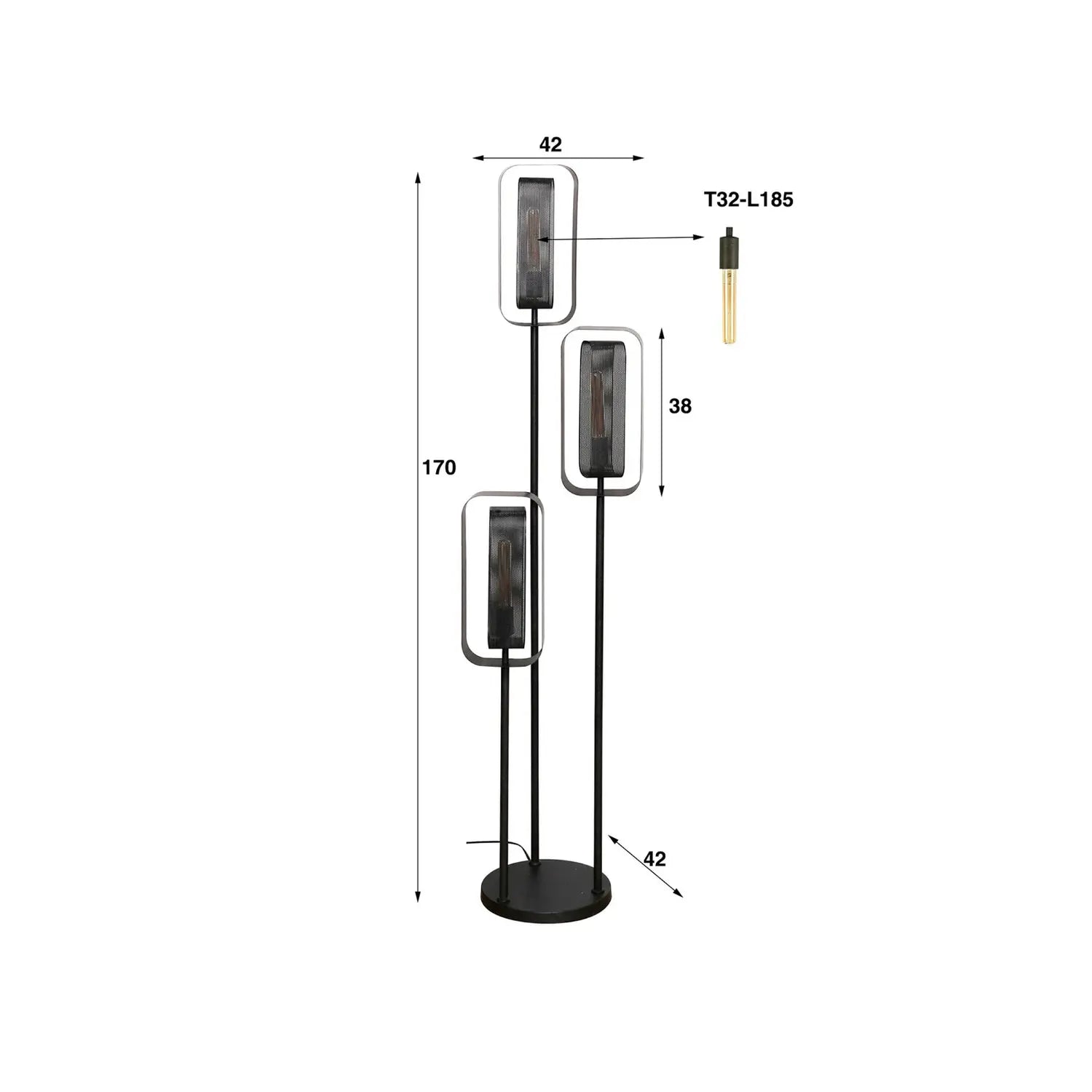 B-Ware Alma Stehleuchte Stehlampe Schwarz Metall Meshblende Drehbar Schalter Kabel - 8713244078422