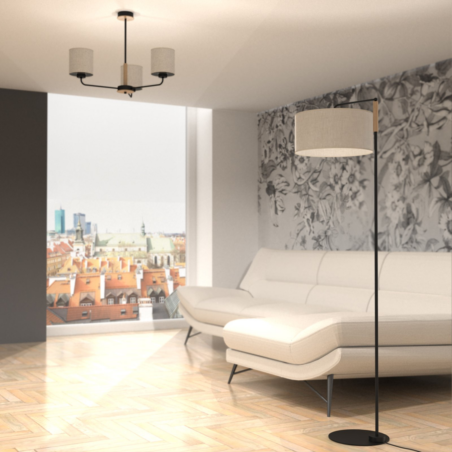 B-Ware Euluna Stehleuchte Atlanta Leinenschirm Standleuchte Stehlampe Wohnzimmerleuc425 - 5902693774549