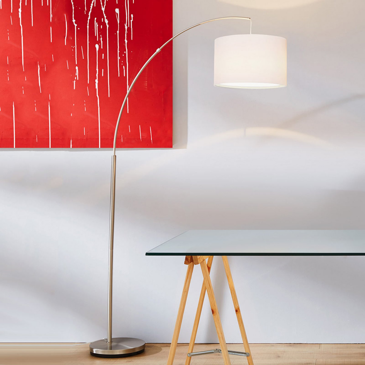 B-Ware Brilliant Klassische Bogenleuchte Clarie Stehleuchte Stehlampe Standleuchte Weiß - 4004353158650