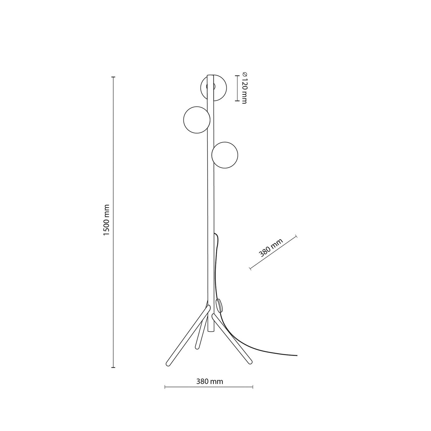Stehleuchte Estera Opalglas Holzgestell Dreiflammig Stehlampe Lampe Leselampe B-Ware - 5901780558093