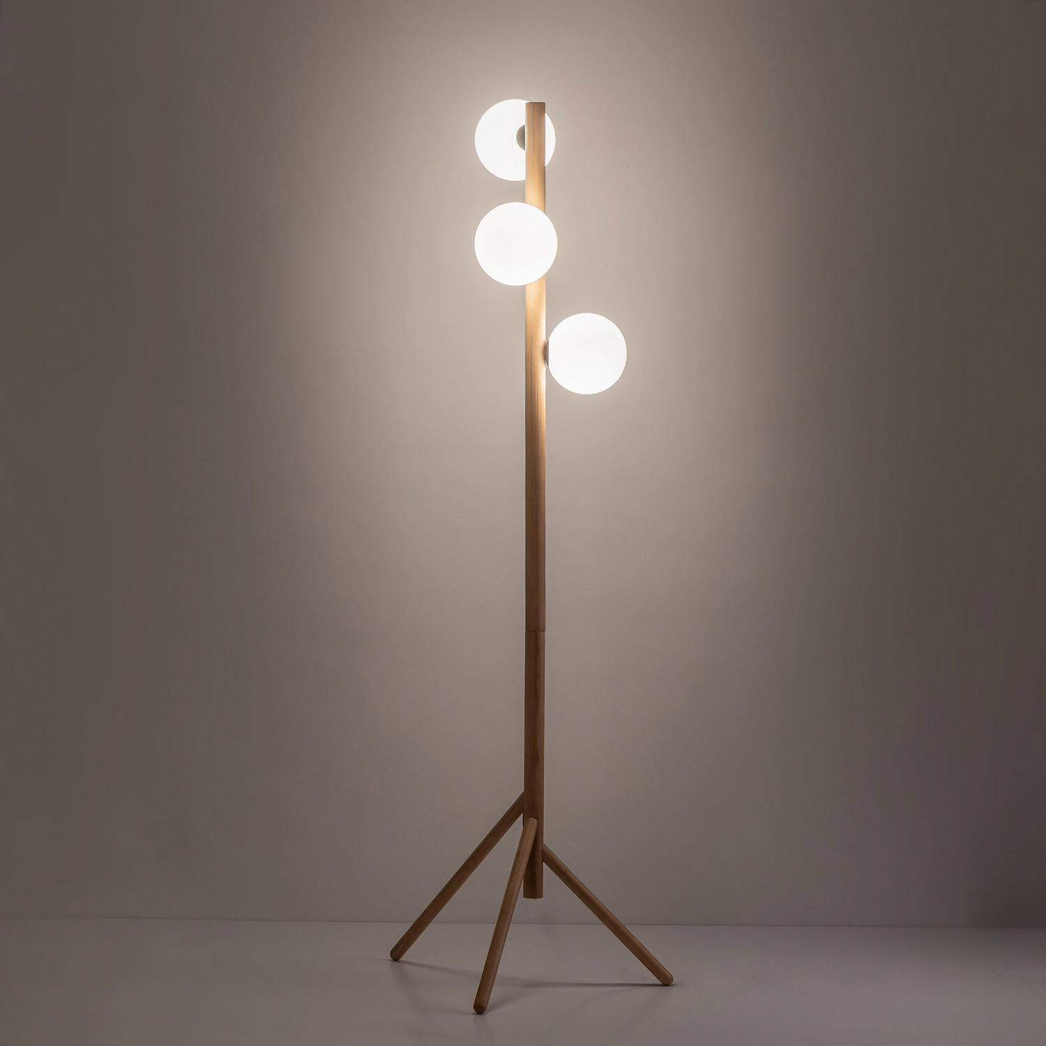 Stehleuchte Estera Opalglas Holzgestell Dreiflammig Stehlampe Lampe Leselampe B-Ware - 5901780558093