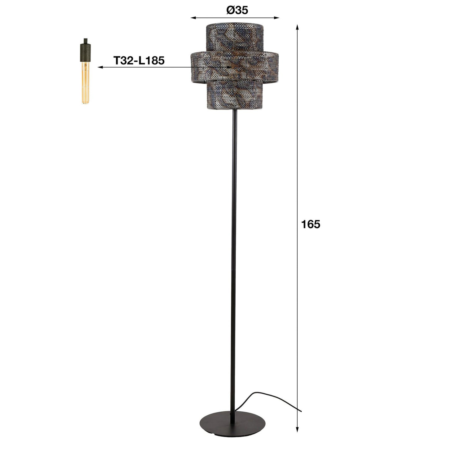 B-Ware Zijlstra Stehleuchte Lantern Stehlampe Schwarz Brüniert Metall Höhe 165 Cm580 - 8713244075414