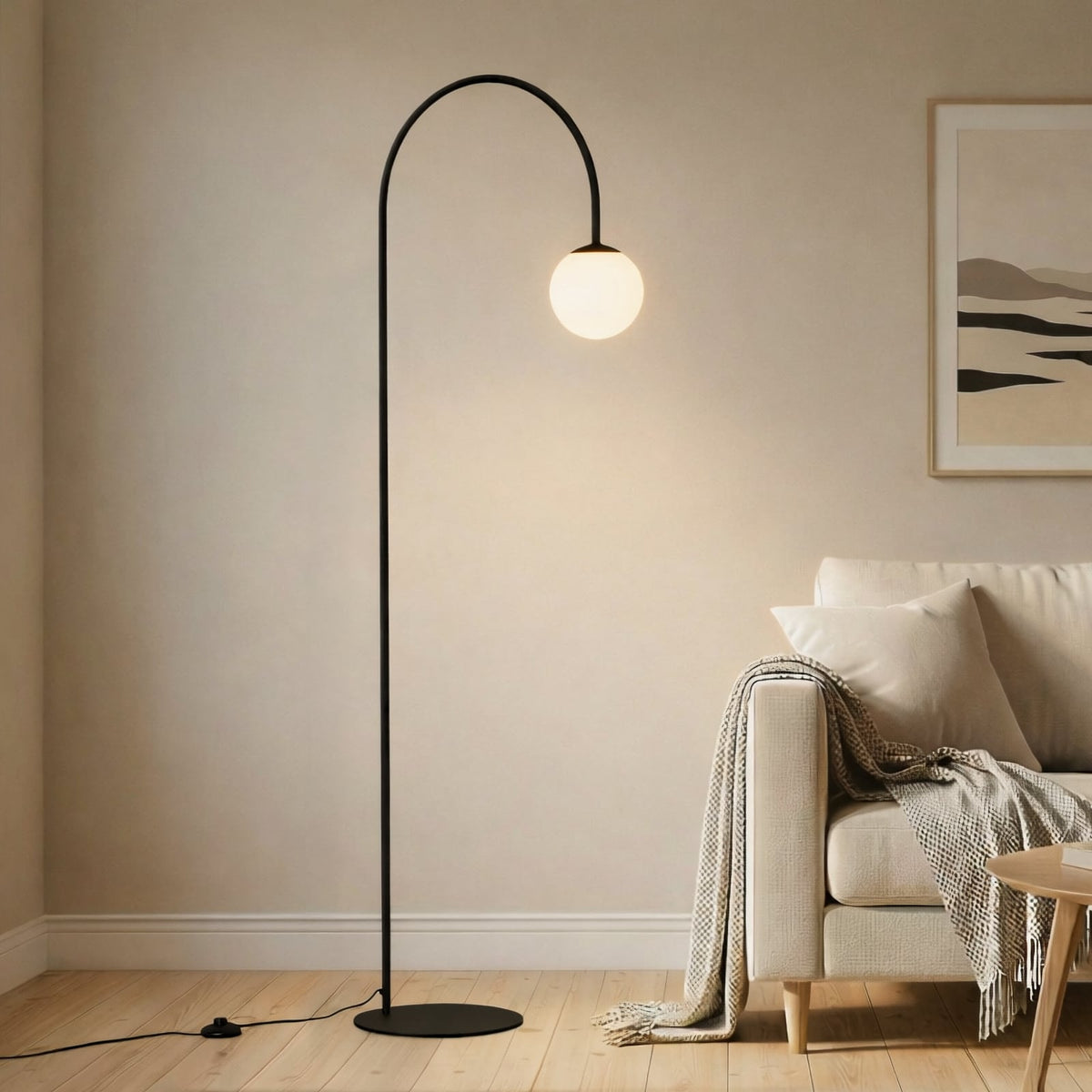 Stehleuchte Lampe Nova Glas Metall schwarz weiß Wohnzimmer 155cm E14 LED Leuchte - 5905563004708