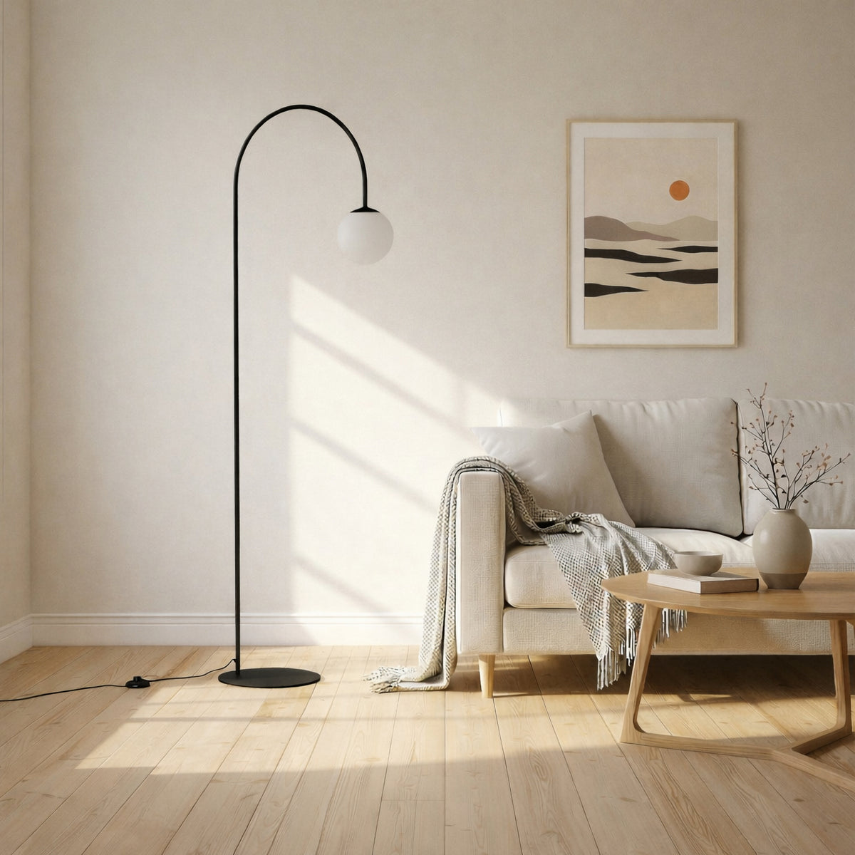 Stehleuchte Lampe Nova Glas Metall schwarz weiß Wohnzimmer 155cm E14 LED Leuchte - 5905563004708