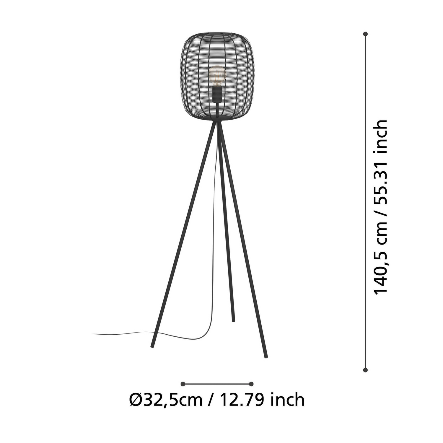 B-Ware Eglo Stehleuchte Standlampe Lampe Schwarz Metall 1405cm E27 Rinroe60 - 9002759439682