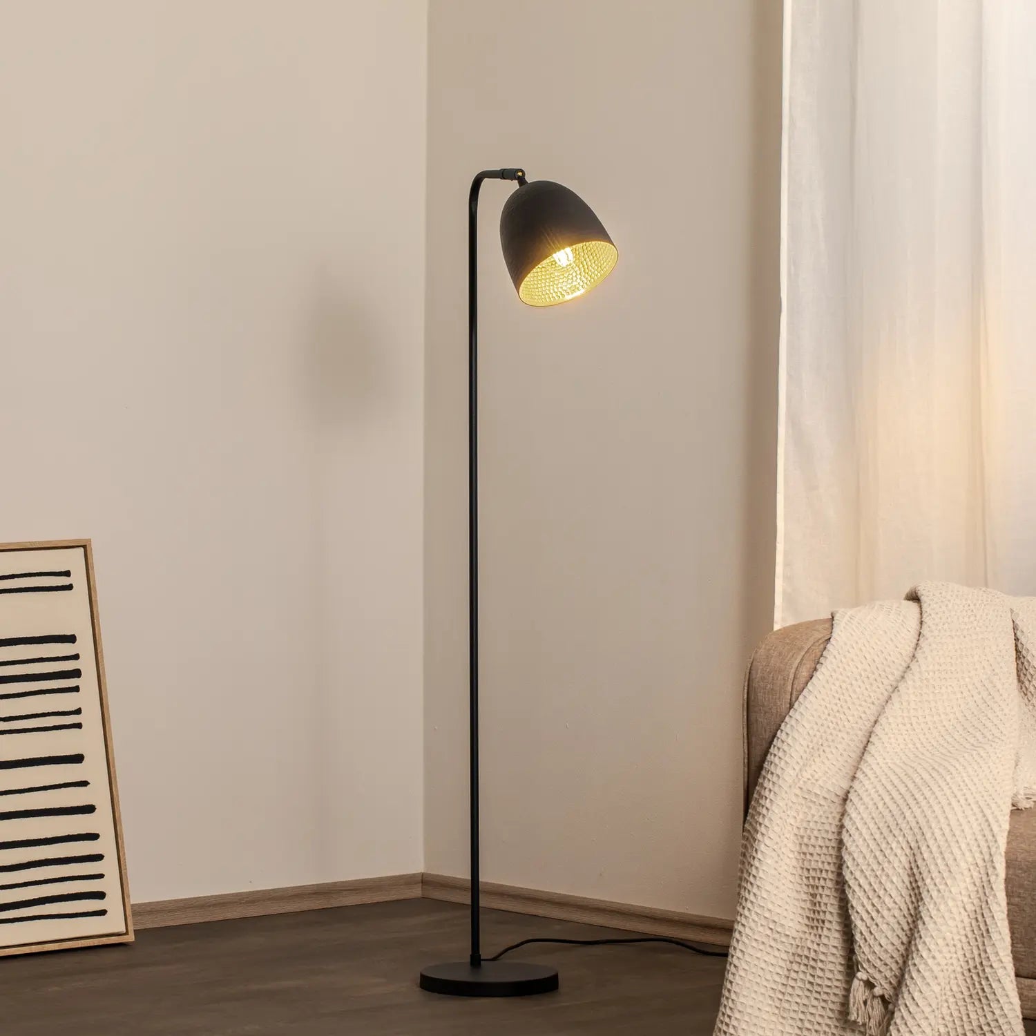 B-Ware Stehlampe Stehleuchte Tattoo 4090 Schwarz Metall Standlampe E27 Led Schalter - 8682870815889
